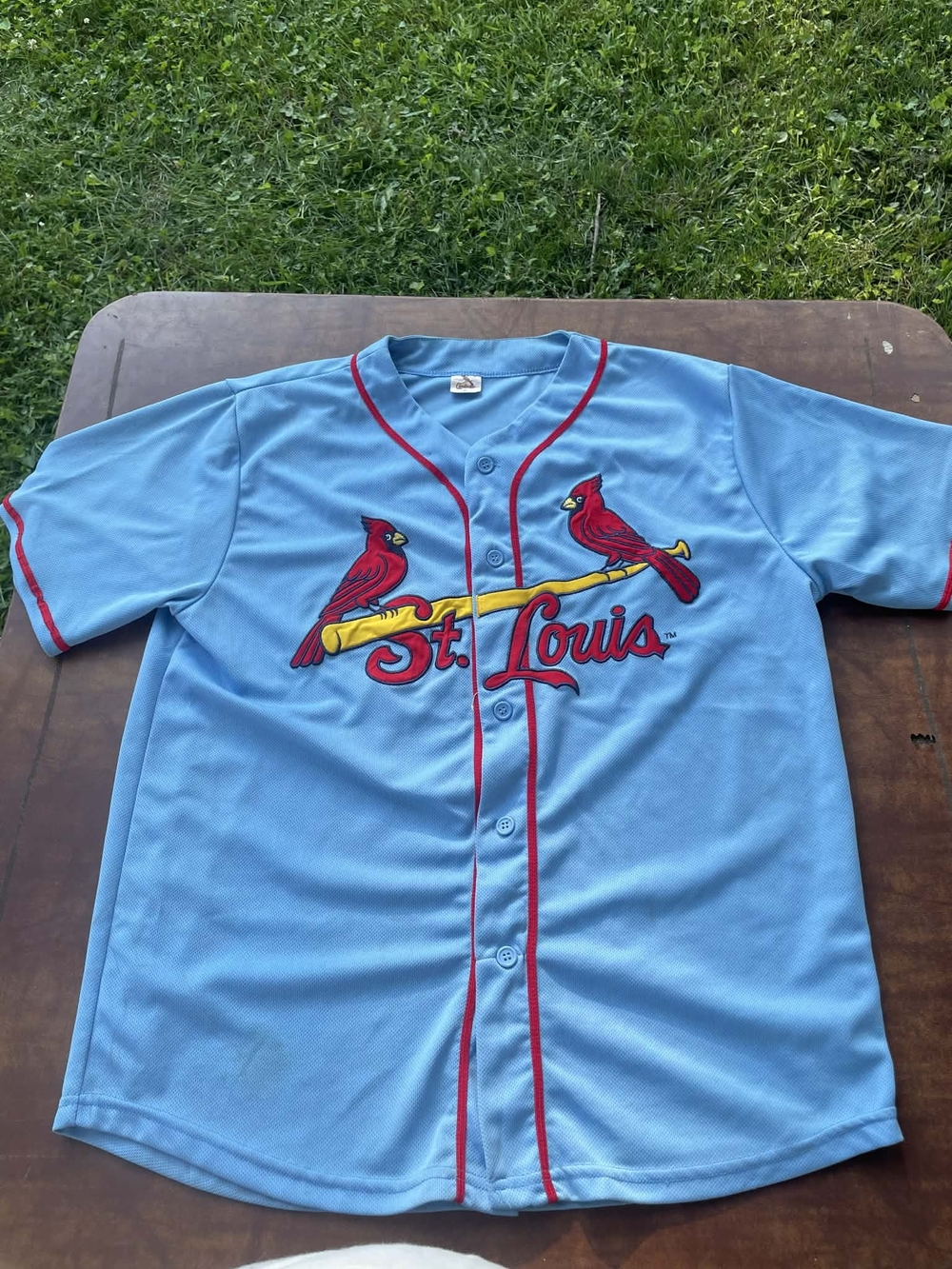 St. Louis Cardinals Light Blue Button-Up Baseball Jersey
